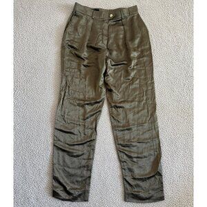 Escada Margaretha Ley Satin Pants High Rise Pleated Trousers Designer